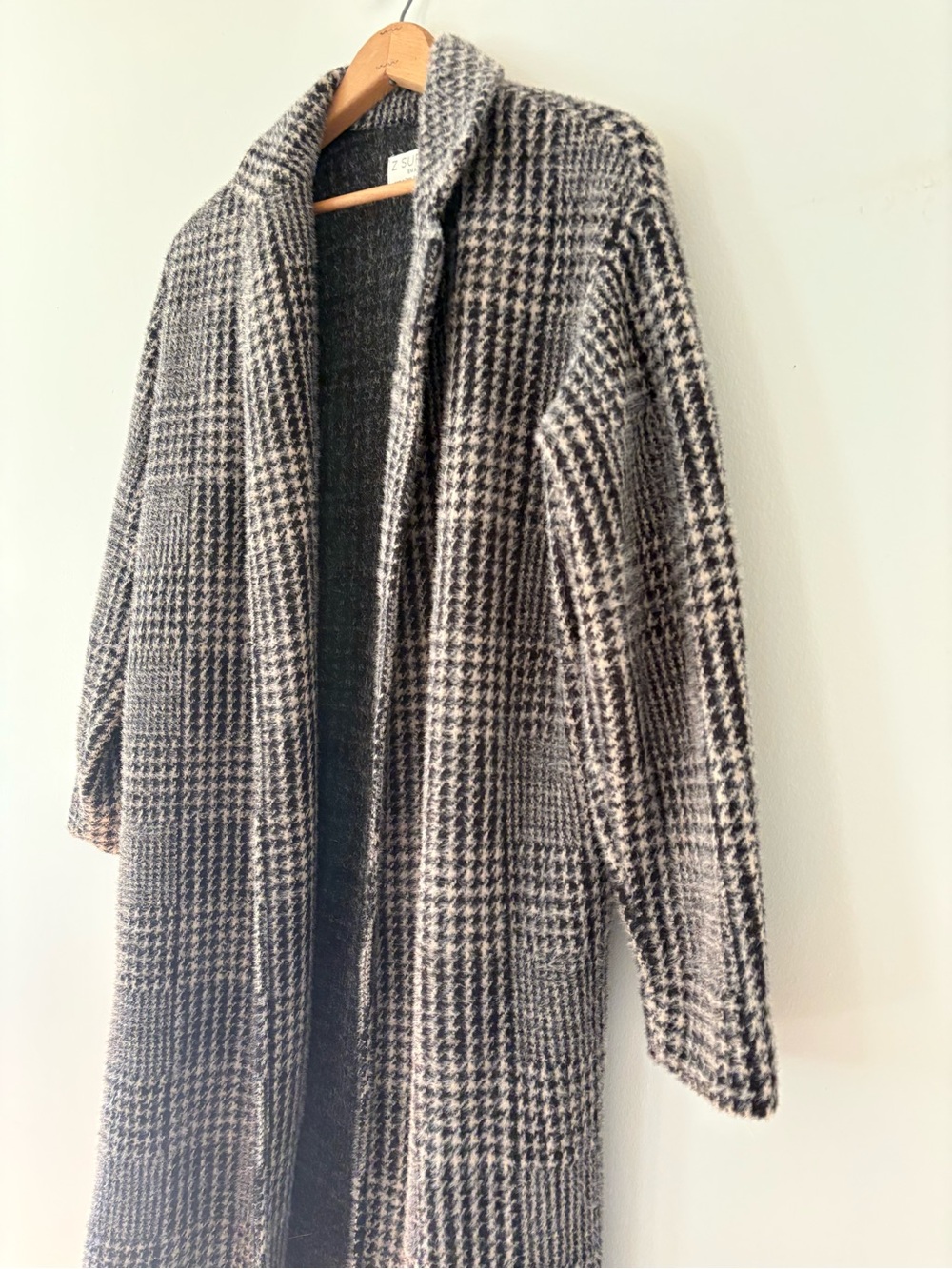 Z Supply Mason Houndstooth Eyelash Knit Long Sweater Coat - Size S (Excellent) - Picture 2 of 11